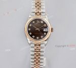 EWF Rolex Datejust Rose Gold Chocolate Dial With Diamonds High End Replica Watch